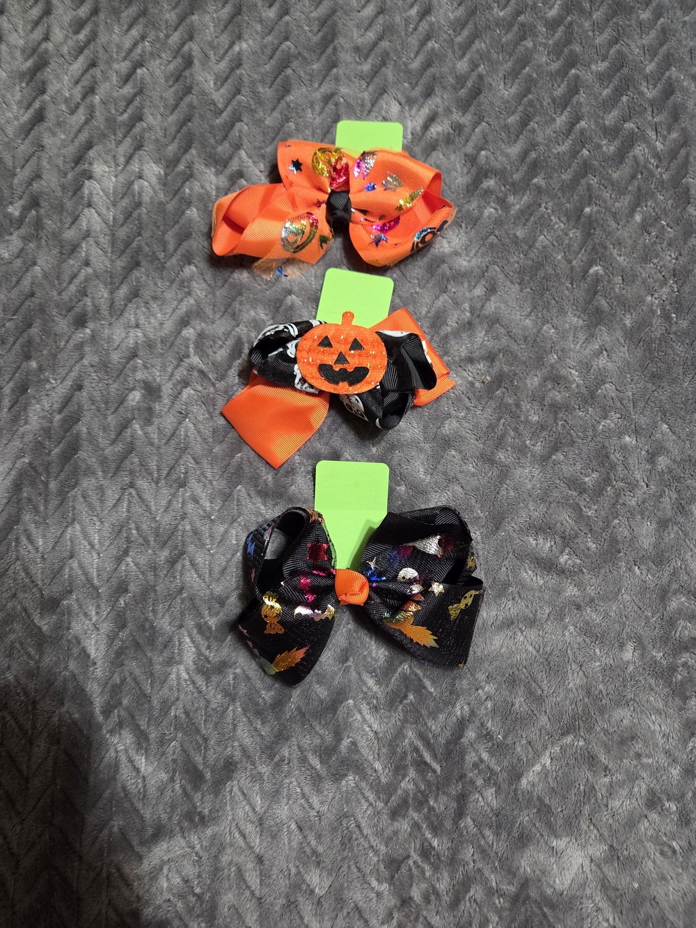 Halloween Hair Bow Trio - Orange & Black Pumpkin Accents